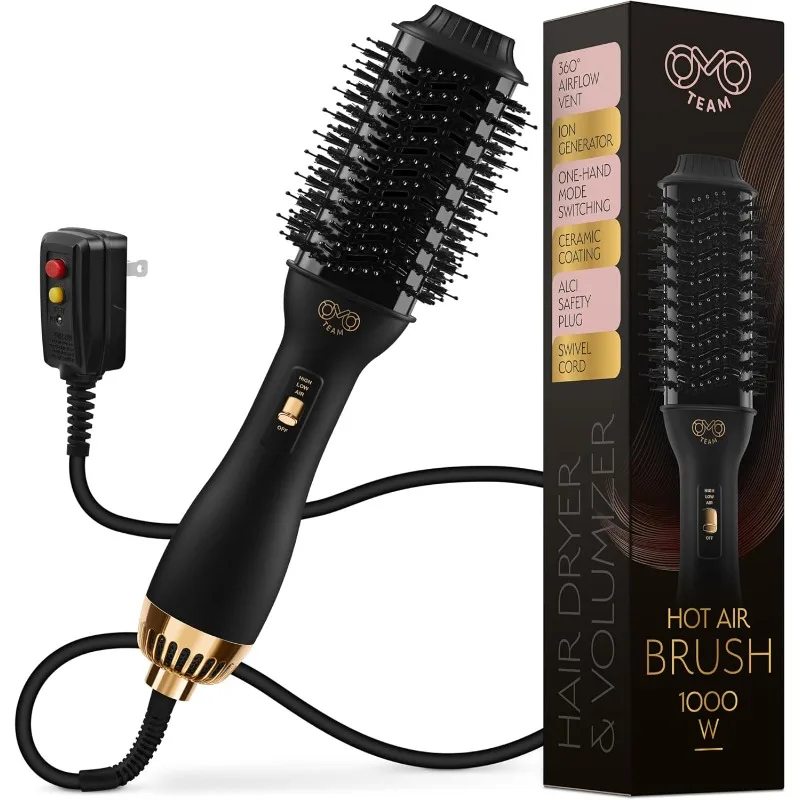 

Professional Blowout Hair Dryer Brush, Black Gold Dryer and Volumizer, Hot Air Brush for Women, 60MM Oval Shape