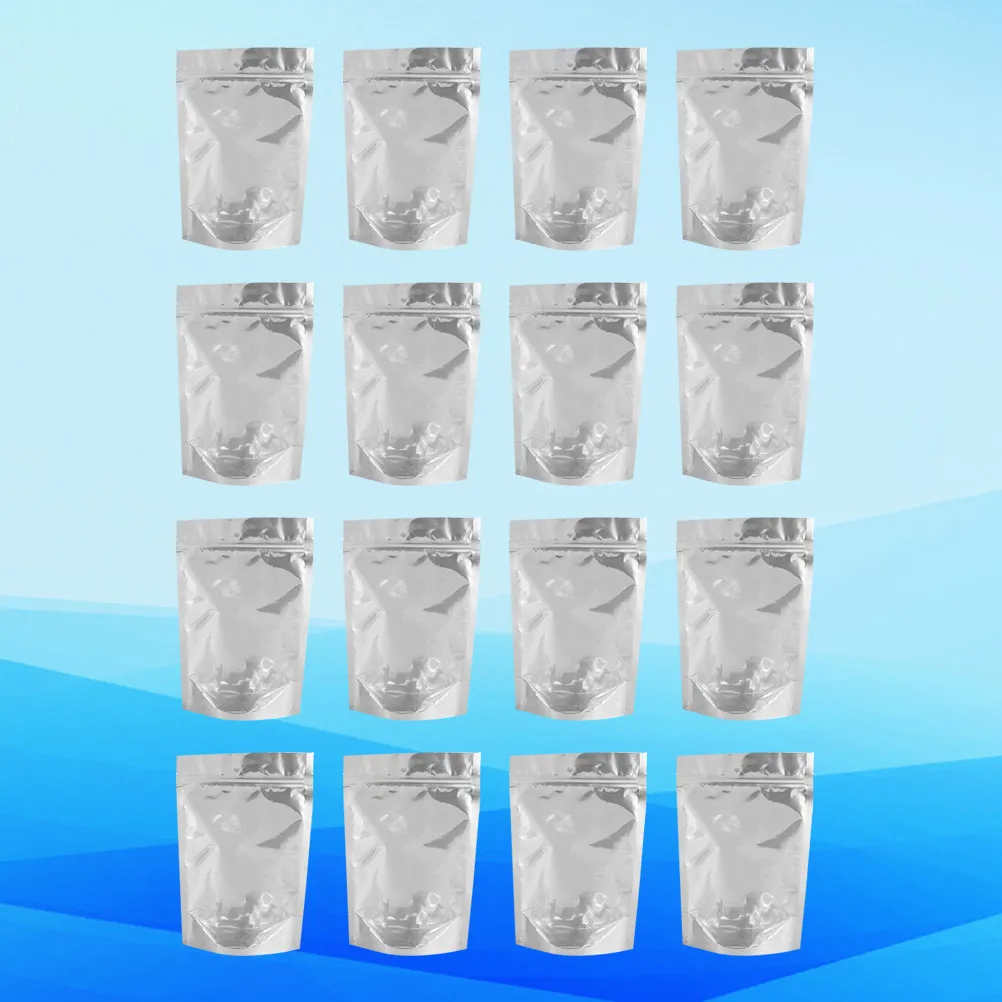 100Pcs Aluminium Foil Self-Sealing Bags Zipper Sealed Silver Dry Food Storage Tea Packaging Pouches Food Grade