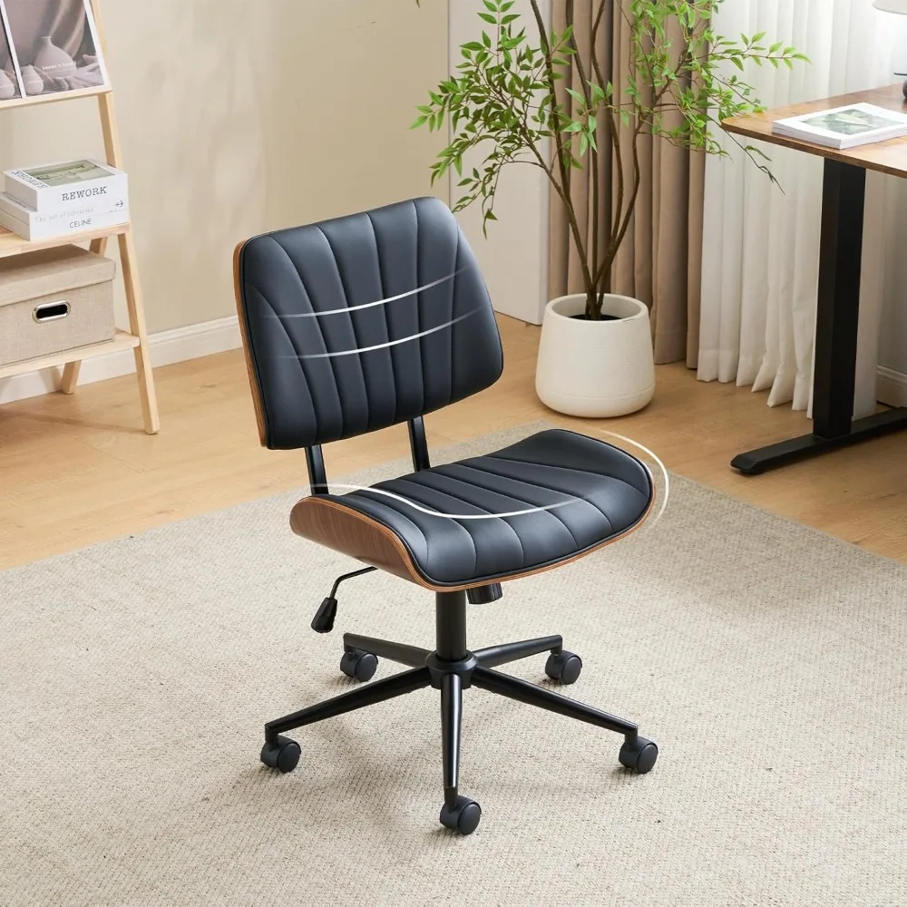 

Wide Curved Seat&Back Armless Home Office Chair,Ergoromic Adjustable-Height Desk Chair,Swivel&Tilting Function,Stylish