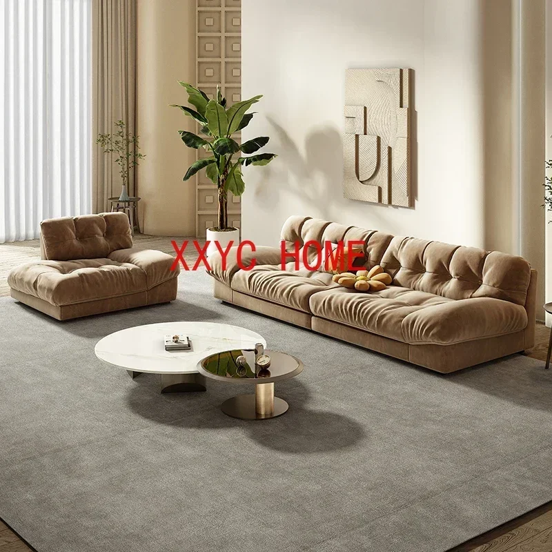 Living Room Creative Frost Faux Leather Soft Sofa Small Apartment Straight Row Latex down