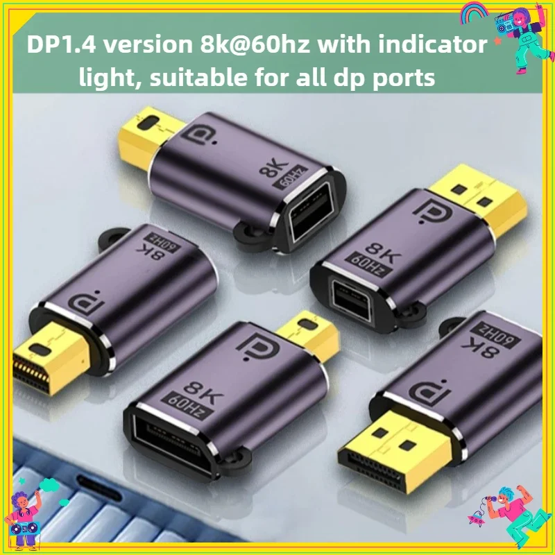 

1PCS 8K Mini DP Displayport 1.4 Adapter Converter 8K@60Hz 4K@144Hz DP to Mini DP Male to female Connector Extender for PC Laptop