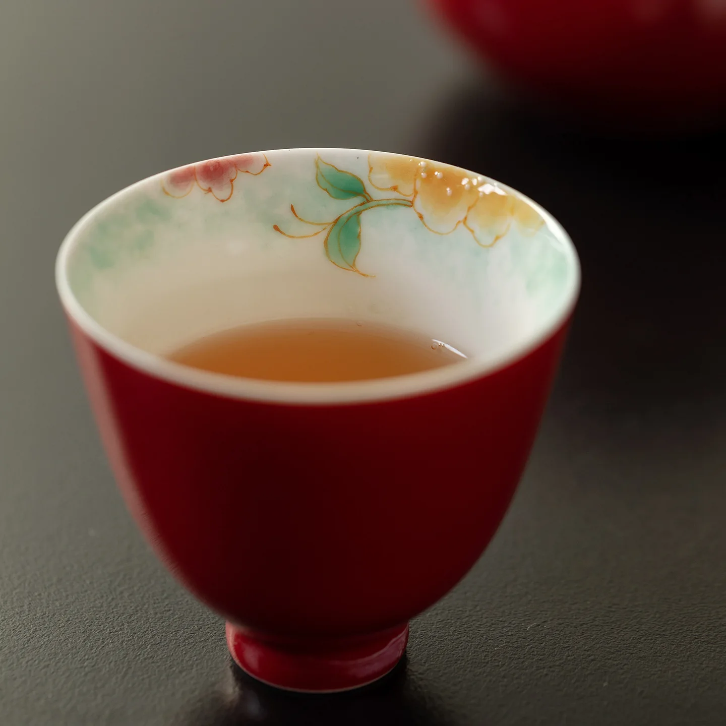 Lang Red Pure Hand-painted Flower Side Swallow Returning Ceramic Tea Cup Tasting Cup Kung Fu Teacup Чайная чашка