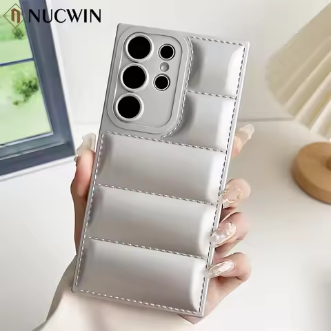 Luxury Down Jacket Case for Samsung Galaxy S25 S24 Ultra S22 S23 Plus S21 S20 FE A34 A54 A14 A52 A35 A55 A53 Candy Color Cover