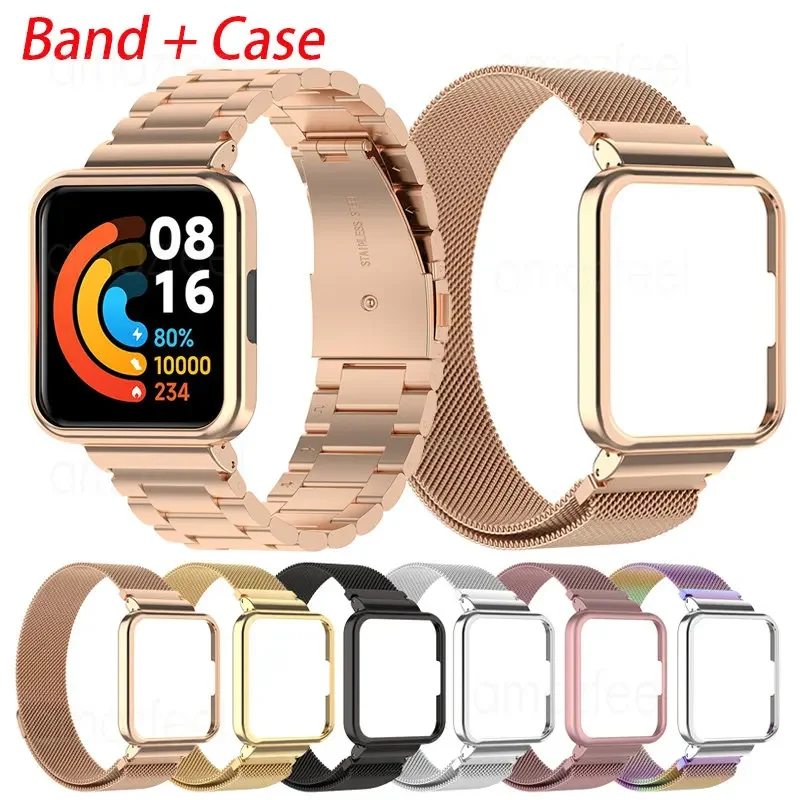 

Magnetic Strap Case Protector For Xiaomi Redmi Watch 2 Lite Redmi Watch 3 Active Bracelet Mi Watch Lite Metal Strap Cover Frame