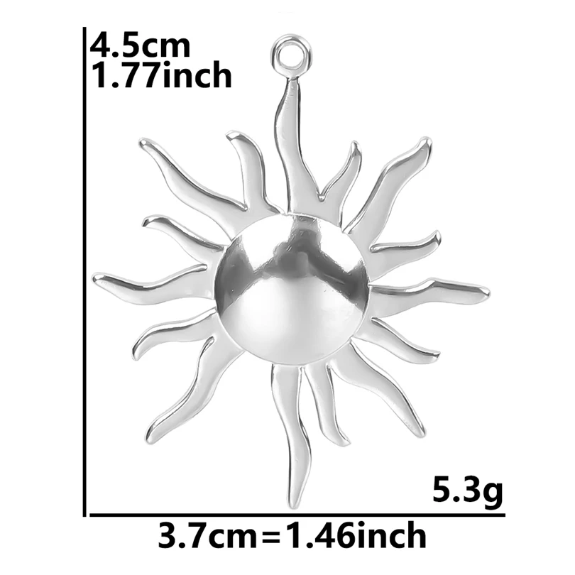 6pcs Silver Sun Charm Stainless Steel Jewelry Making