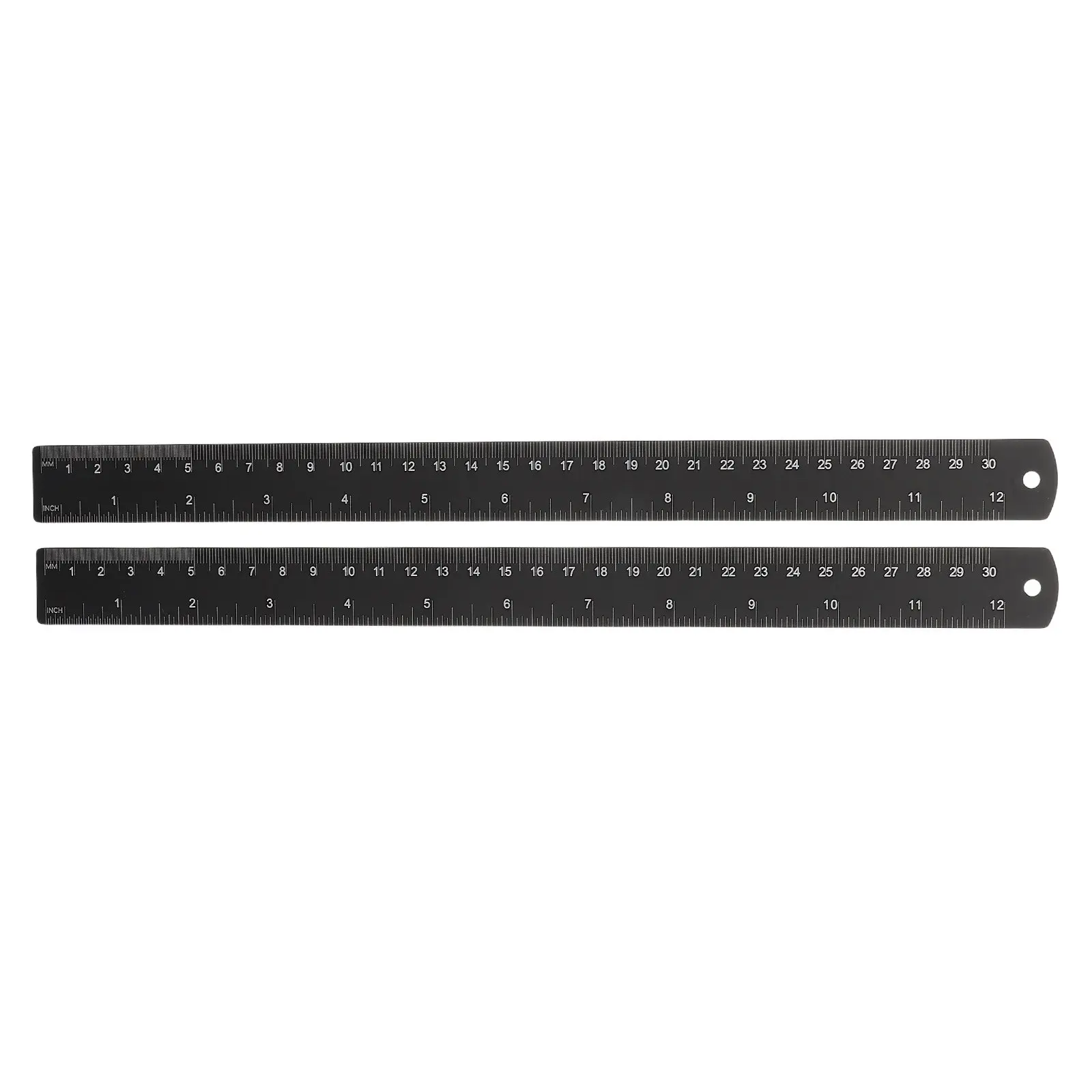 

2Pcs Sleek Black Flat Ruler Precision Measuring Instrument for Woodworking Marking Layouts Engineering Office School