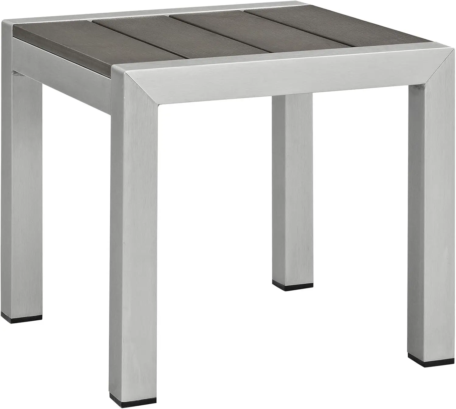 Shore Aluminum Outdoor Patio Side Table In Silver Gray