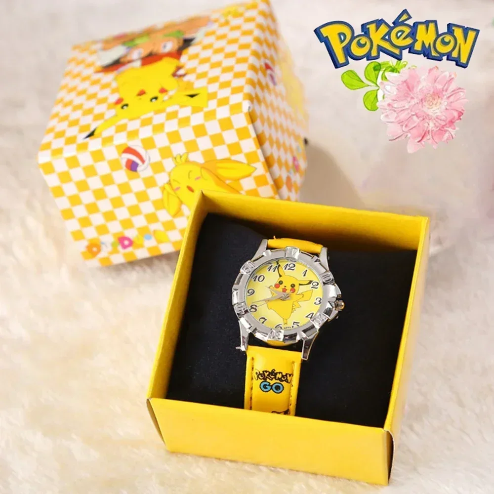 Pikachu silicone watch kids quartz wrist cartoon Figure boys girl\'s watch gifts toys Christmas gifts with Box