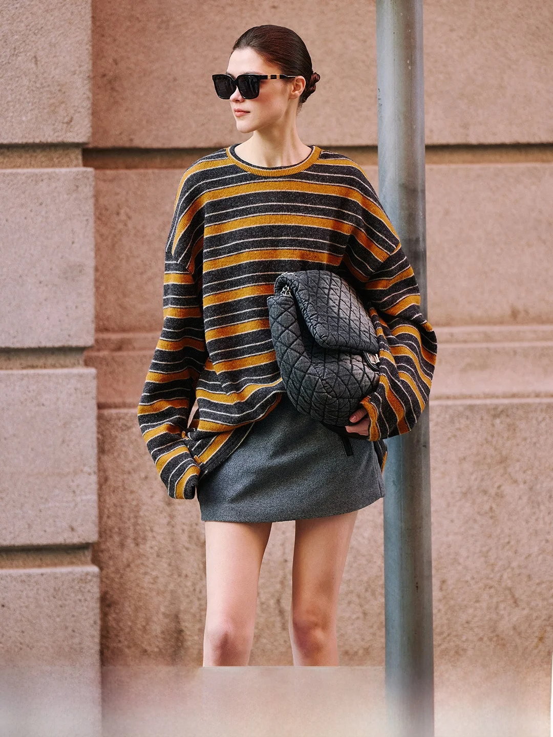 

Luna7xi Nordic Sle Color Blo Stripe Knitwear Women's Winter Layering round Ne Pullover Soft Comfortable Long Sve Top