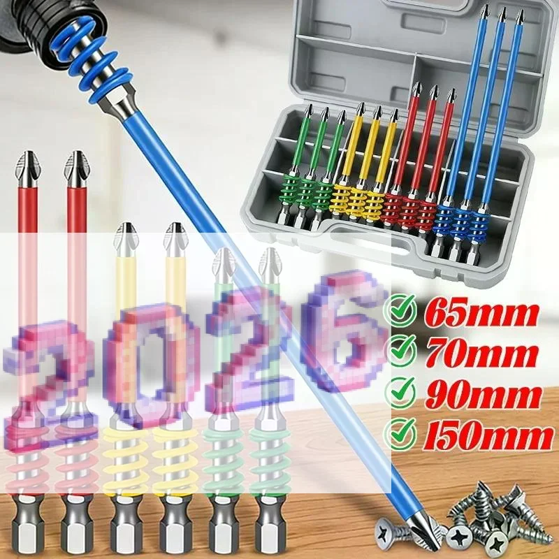 Magnetic Anti Slip High Hardness Screwdriver Bit Set With Multiple Sizes And Storage Case Perfect For Home Repair Woodworking