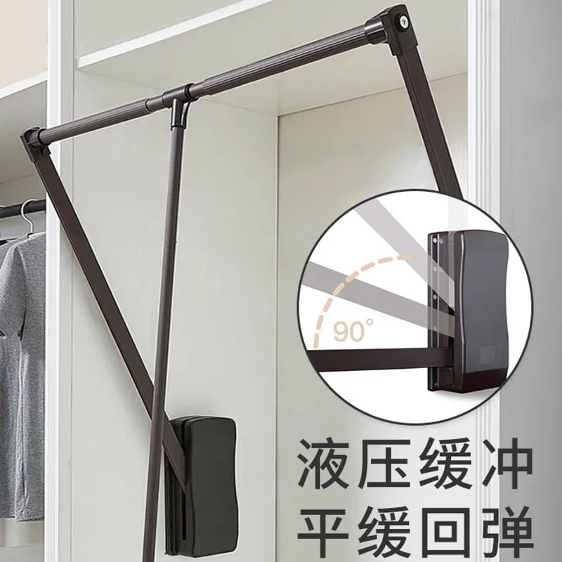 Wardrobe pull-down clothes hanger lifting hanger vertical cloakroom clothes hanger telescopic clothes through drying rack tie