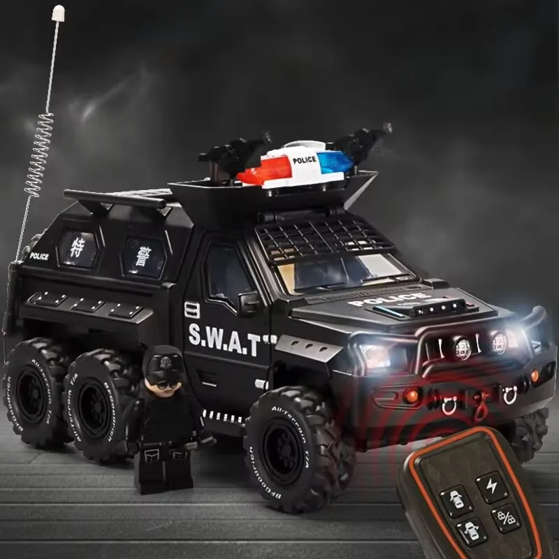 1:24 Key Remote Control Version Alloy Military Armored Car Model Toy Missile Off-road Vehicle Explosion Proof Car Model Kid Gift