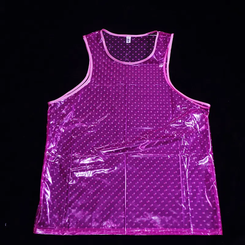 Sexy Smooth Polka Dot PVC Tank Top Sleeveless Lingerie Waterproof Windproof Stain Resistant Noiseless Shiny Vinyl Sleep Top
