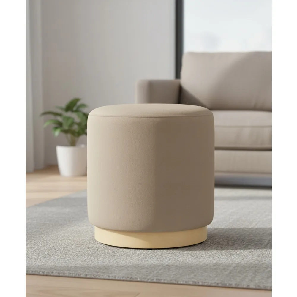 مقعد عثماني مخملي مستدير مقاس 16 بوصة - تنجيد مقاوم للبقع، طاولة قهوة متعددة الوظائف لمسند القدمين لغرفة المعيشة #1