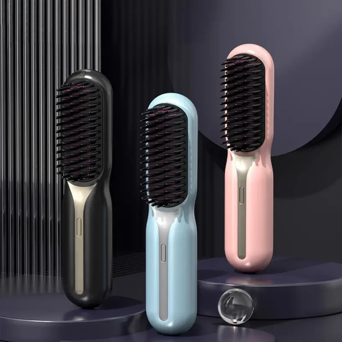 Rechargeable 2-in-1 Electric Hair Straightener Hot Heating Comb and Anti-Sacld Device Beauty Personal Care Product