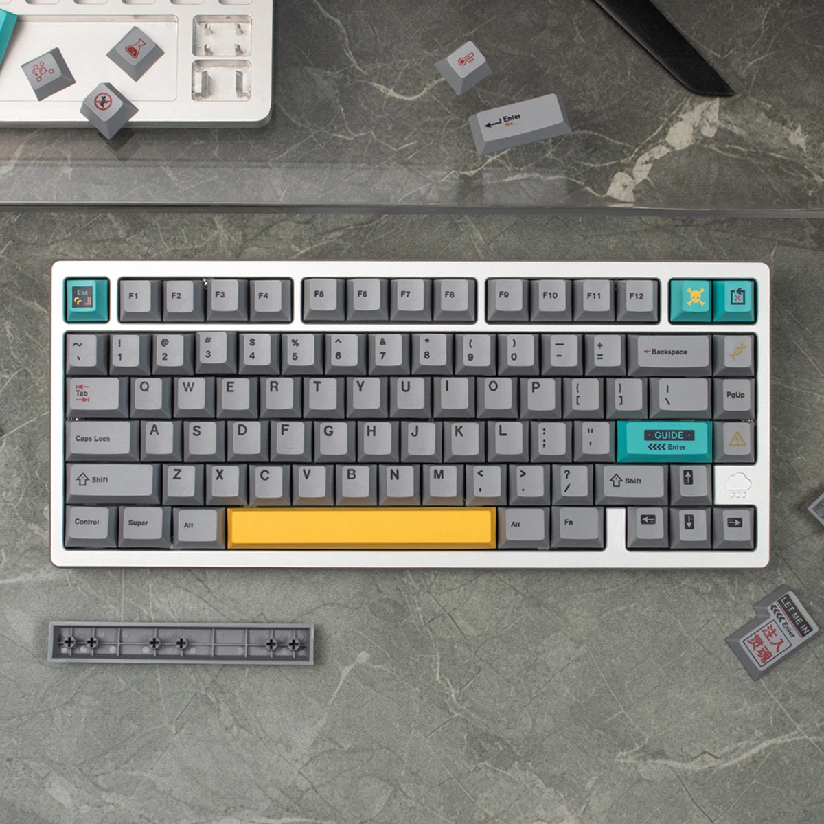 

152 keys Laboratory PBT Keycaps Dye-Sublimation Cherry Profile Gray Poison customized Keycaps For MX Mechanical Keyboard Kit