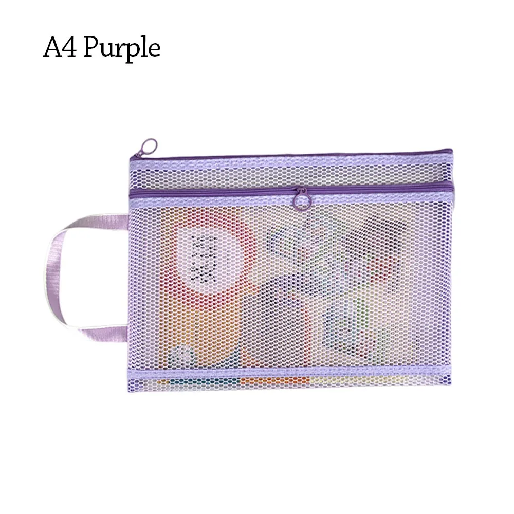

Nylon Mesh Mesh Zipper Pouch Bag A4/A5 Transparent Transparent File Bag Thickened Portable Document Bag School Office Supplies