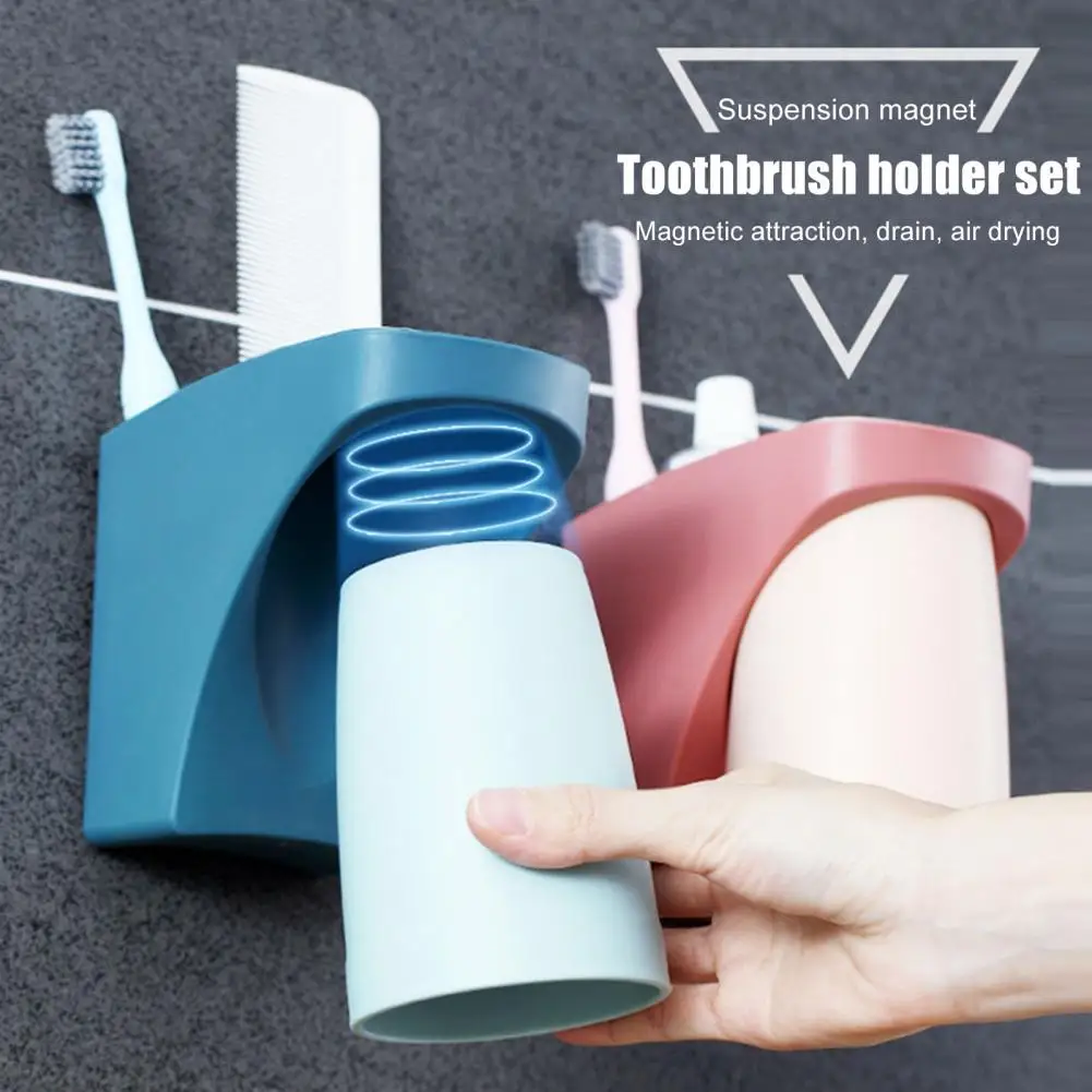 1/2Pcs Toothbrush Holder with Storage Compartment Strong Load-bearing Toothbrush Stand Cup Holder Bathroom Organizer