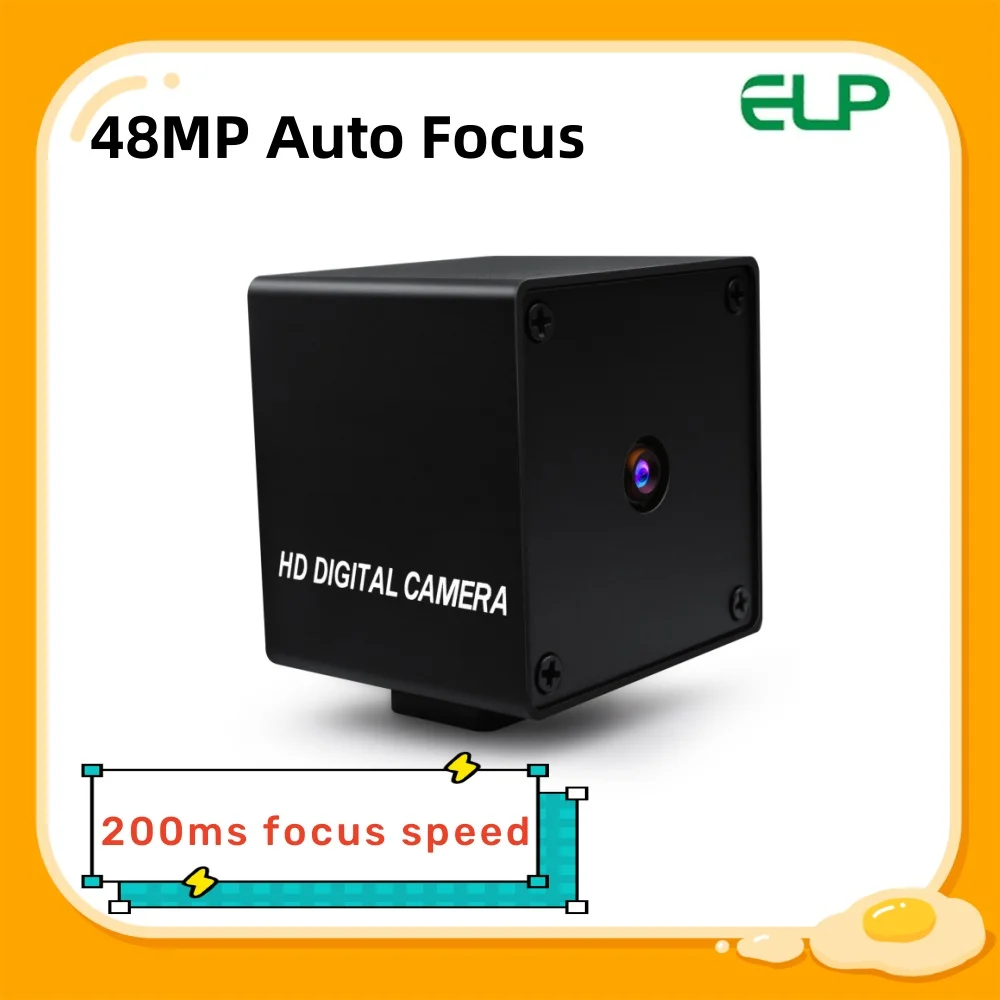 ELP 48MP Fast Autofocus USB Camera 8000X6000 UHD 4K Camera with 70degree No Distortion Lens Clear Video Industrial Camera