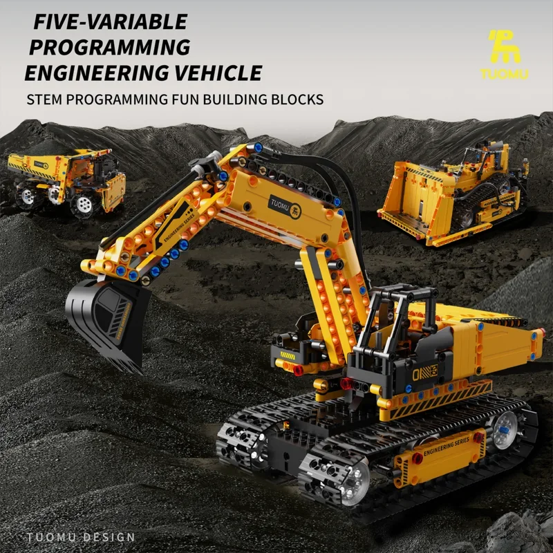 

535Pcs 5 in 1 Deformation City RC Robot Building Blocks Excavator Racing Car Bulldozer Truck Remote Control Toys For Kids