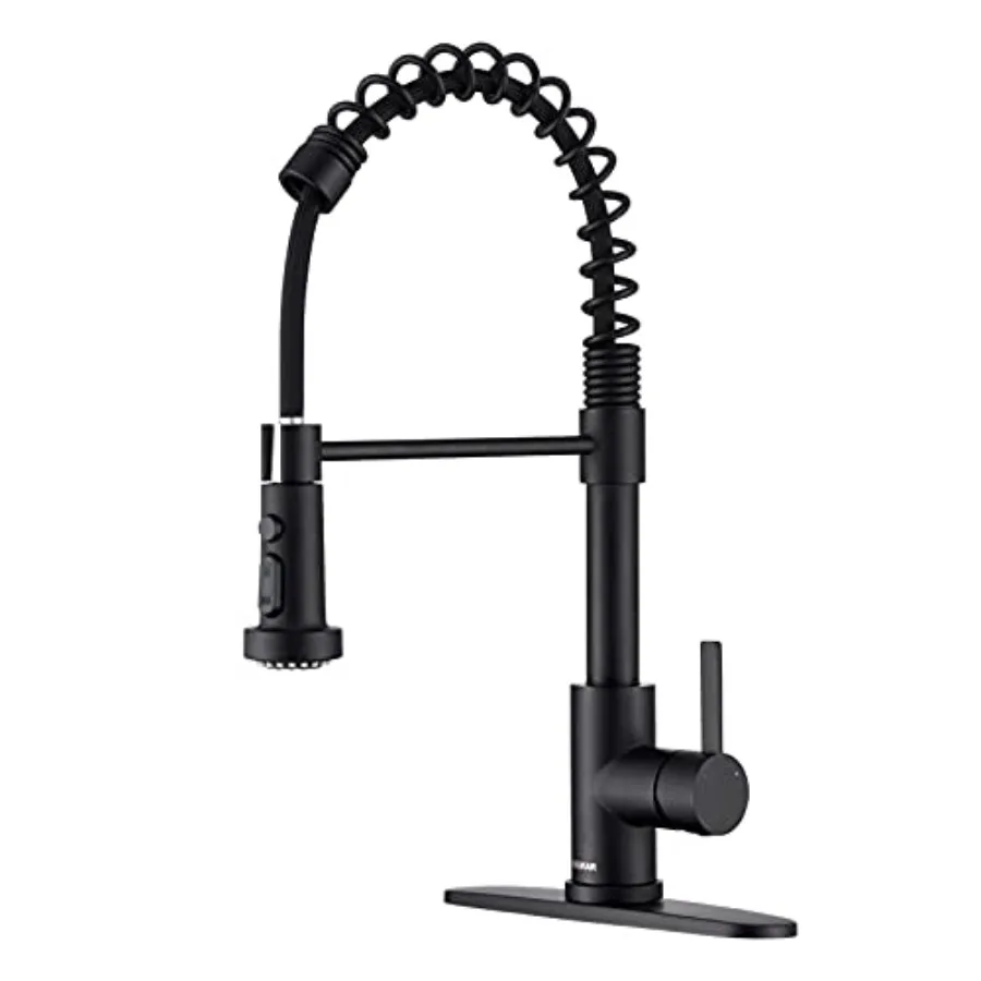 

Black Kitchen Faucet with Pull Down Sprayer for Kitchen Sink Modern Commercial Spring Pull-Out Design Durable Stainless Steel F