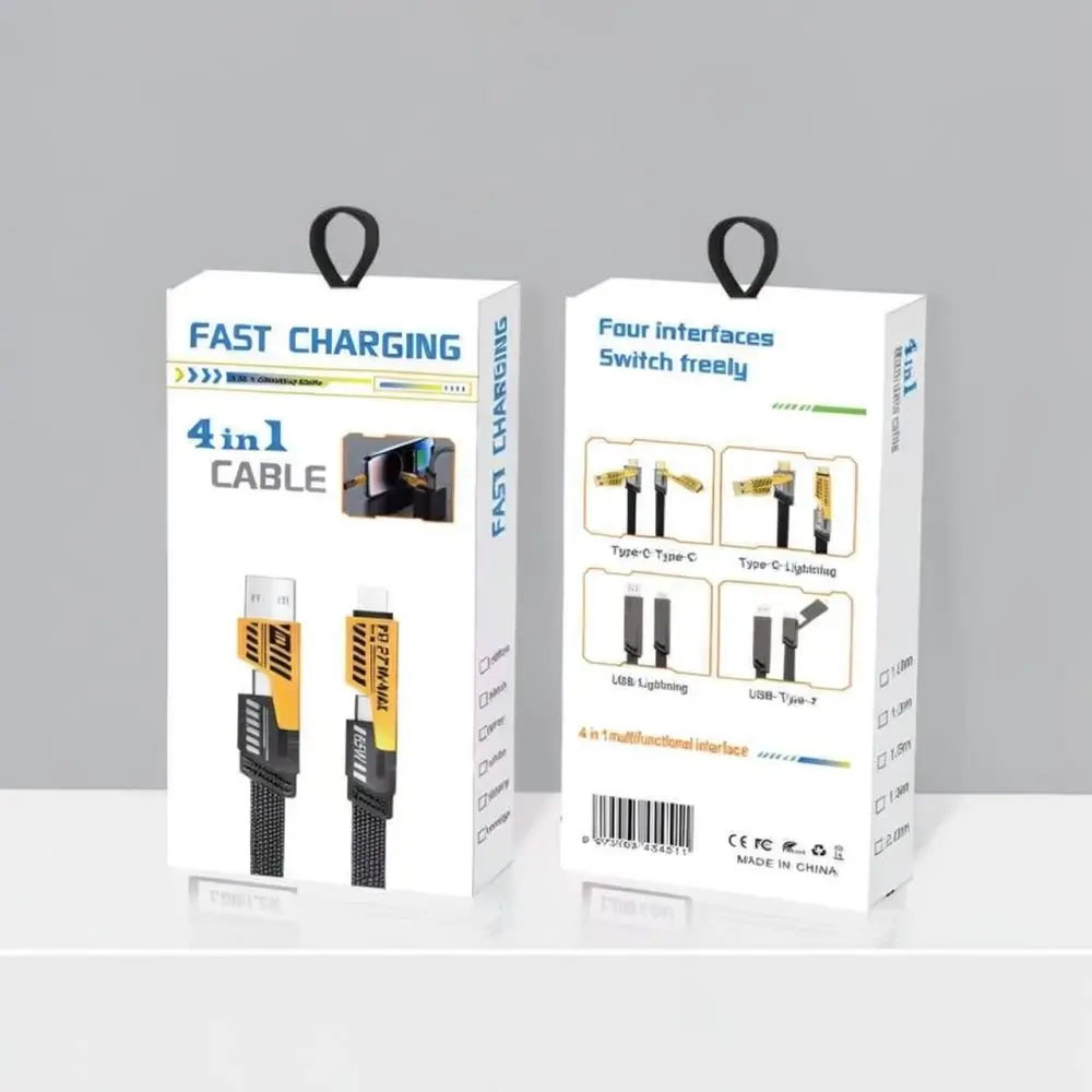 65W Multi Charger Cable For Mobile Phone Laptop Tablet Durable Zinc Alloy Braided Wire Universal Charging Cord Data