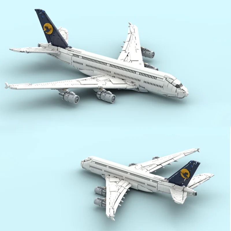 

MOC Lufthansa Airbus A380 commercial jet aircraft model DIY assembly building block toys children's birthday gift