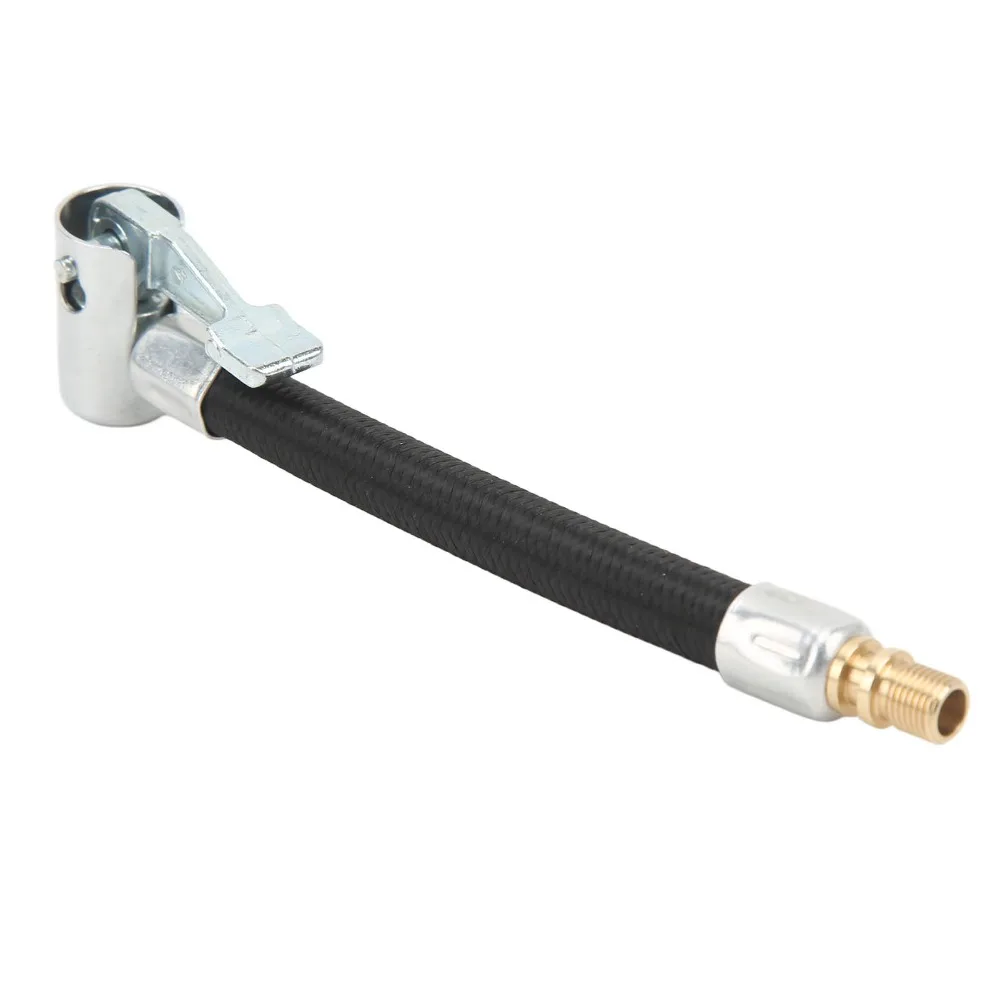 5PCS 10cm / 3.94 Inch Tire Inflator Hose Aluminum Alloy Fitting Brass Threaded End Air Pump Extension Tube Braided Rubber Hose