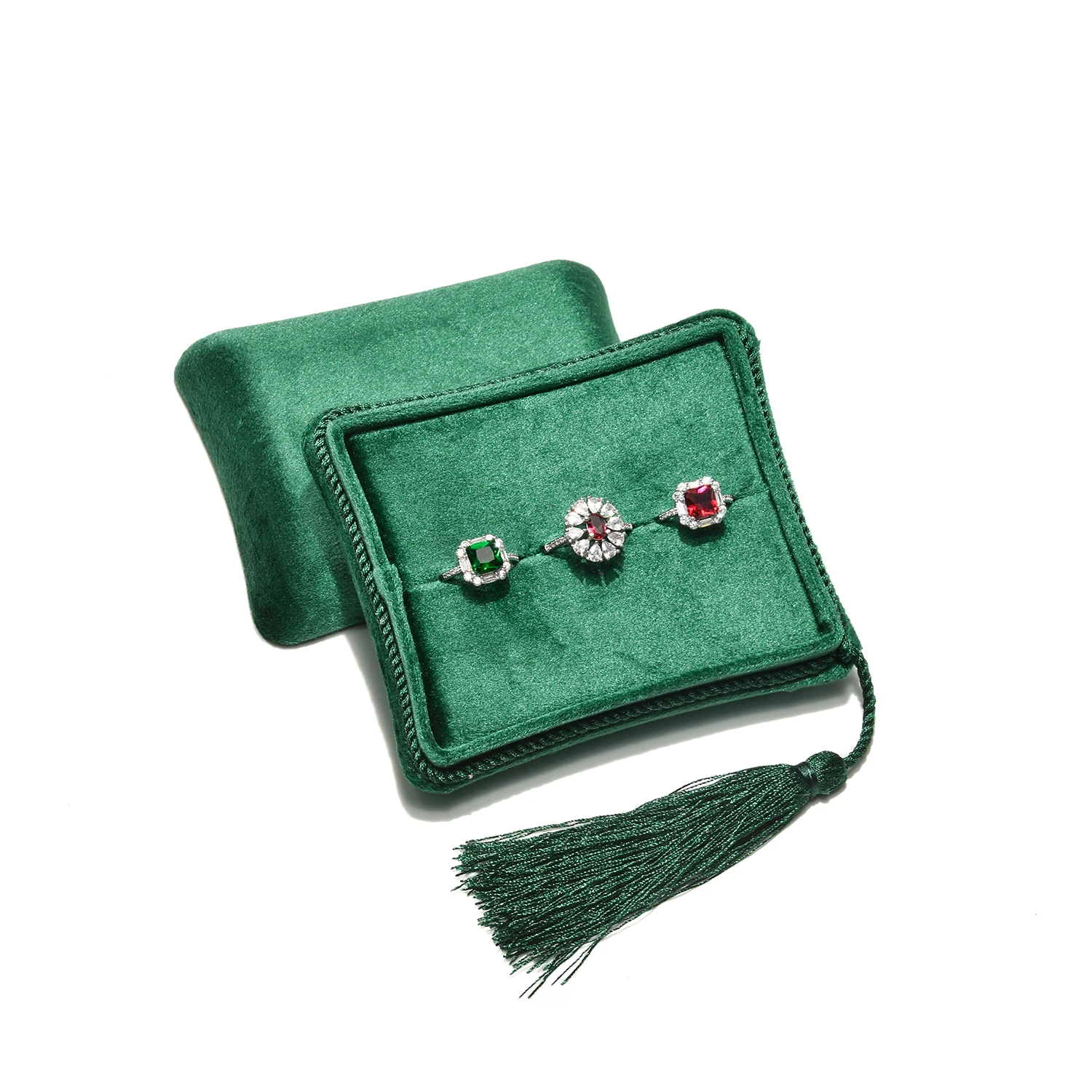 

1pc Retail Velvet Ring Storage Box With Tassel Velvet Jewelry Gift Box Multi-slot Ring Display Box