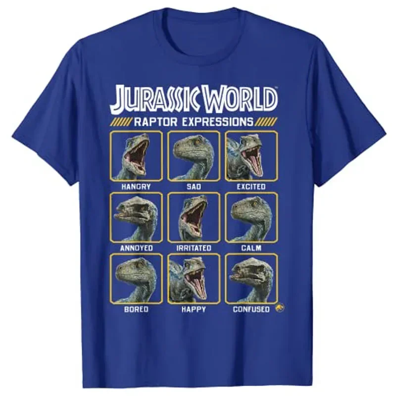 Cute Cartoon Dinosaur Lover Outfit Graphic Tee Top Streetwear Clothes Jurassic World Two Blue Raptor Expressions Graphic T-Shirt