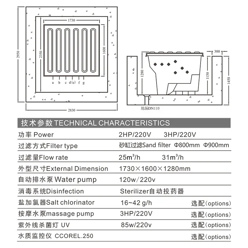 Swimming Pool Buried Filter Water Treatment Filtration Equipment, No Need For A Machine Room Buried In One Machine