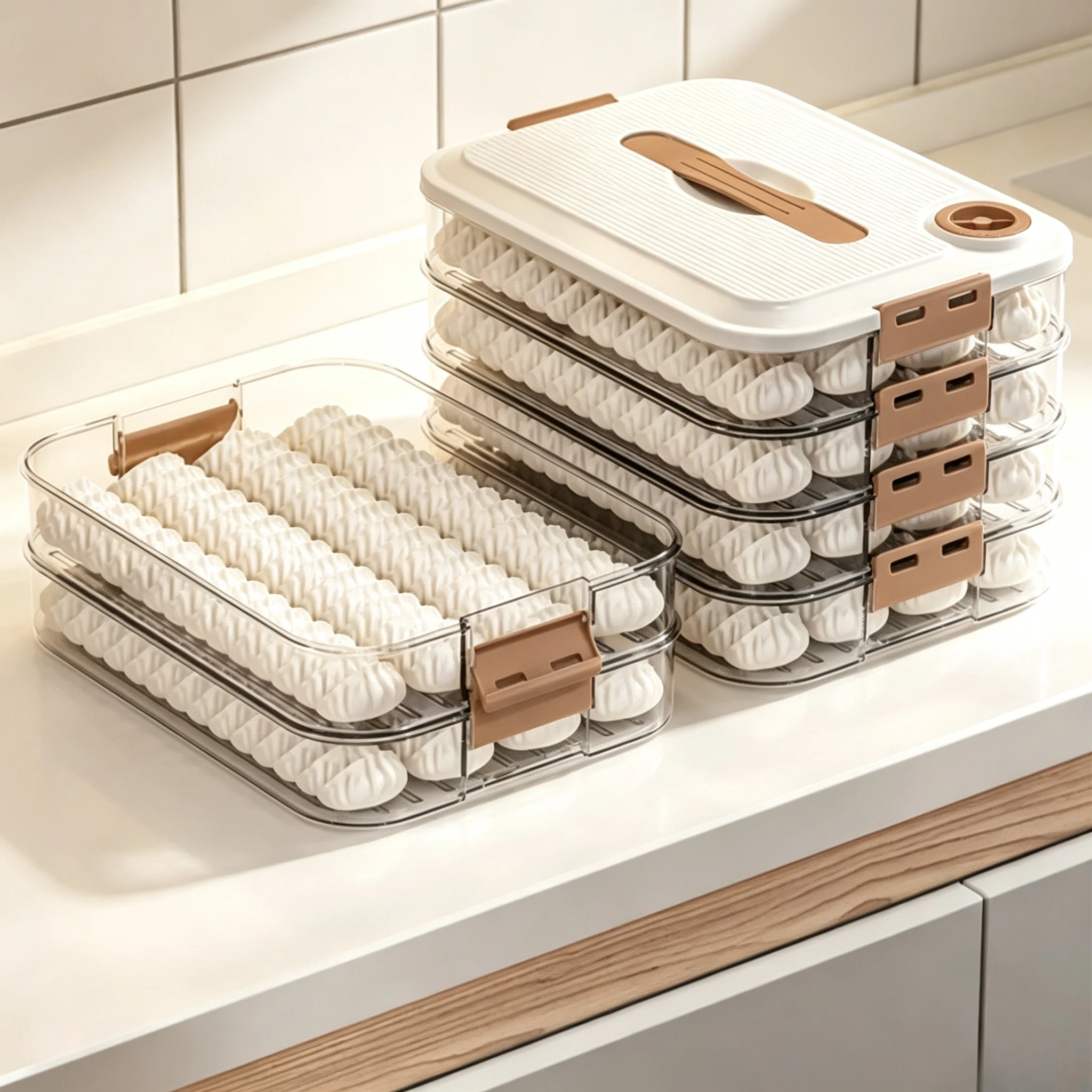 Multi-Layer Food Grade Dumpling Storage Container Freezer Box for Refrigerator Wonton Preservation, Customized
