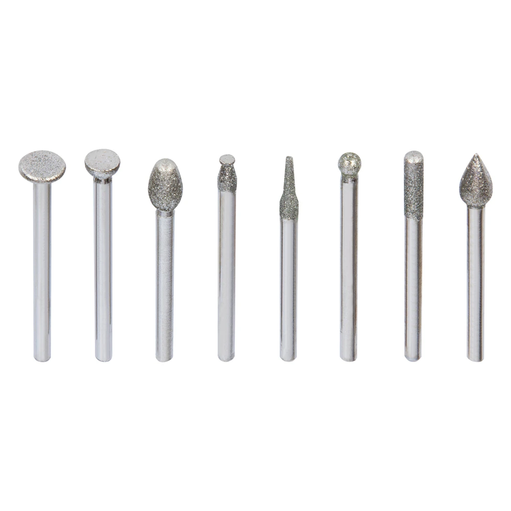 50Pcs Diamond Grinding Head Carving Burr Set for Jewelry Glass Stone Ceramic Gemstones Lapidary 1/8-Inch Shank