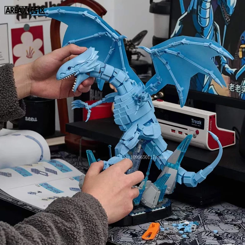 AREAX Blue Eye White Dragon LEGO-Style Building Blocks Toy