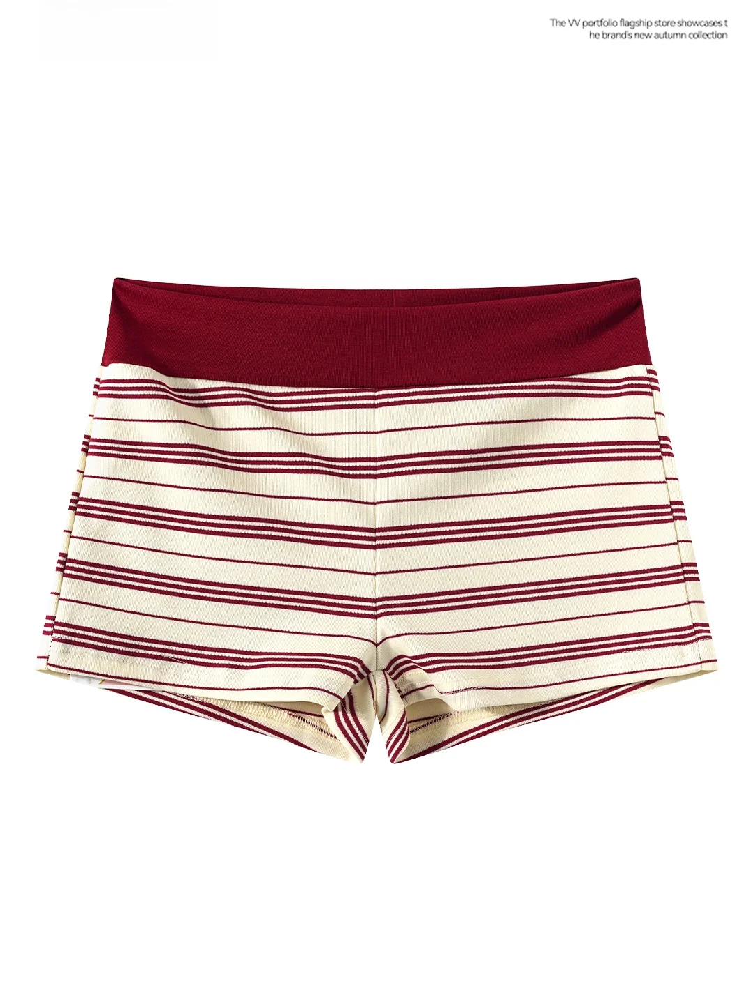 Fashionable Red Striped Slimming Short Pants Women's Summer High Waist Tight Fit Miniature Pants Casual Outerwear Bottoms