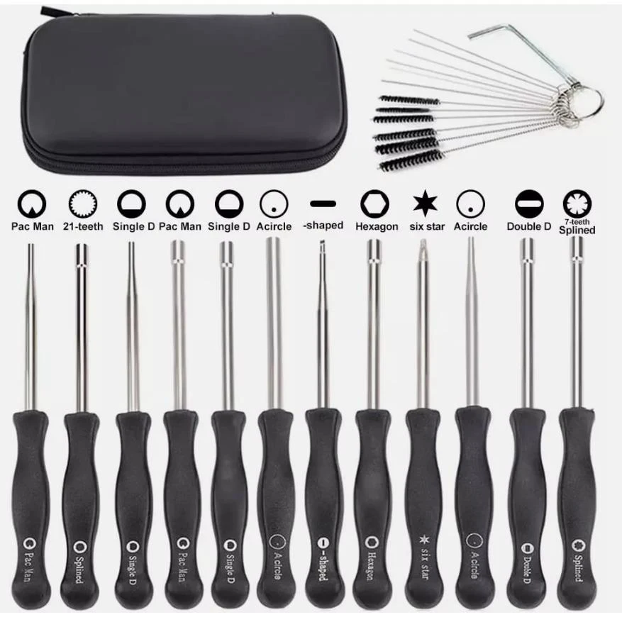2Pcs Carburetor Adjustment Tool Kit Small Screwdriver Brush Single D Double D Hex Socket Set