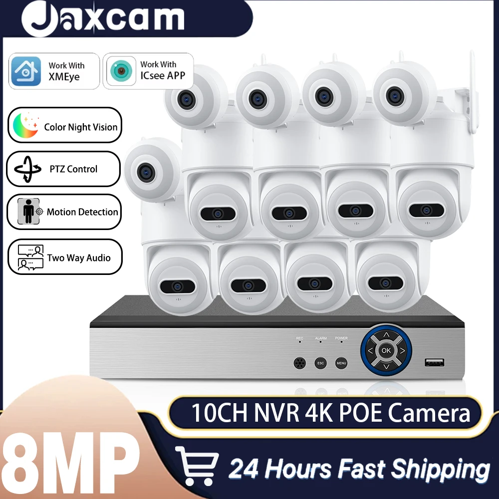 

Комплект видеонаблюдения XMEYE APP 4K 10CH 8CH POE NVR 8MP HD с водонепроницаемыми камерами, двойным объективом, PTZ, для дома, IP-система безопасности, H.265 CCTV