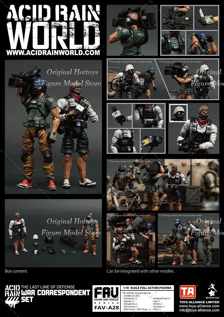 Acid Rain 1/18 Scale Male Soldier FAV-A28 Field Journalist Set FAV-A29 Tamara Full Set 3.75-inch Action Figure Model In Stock