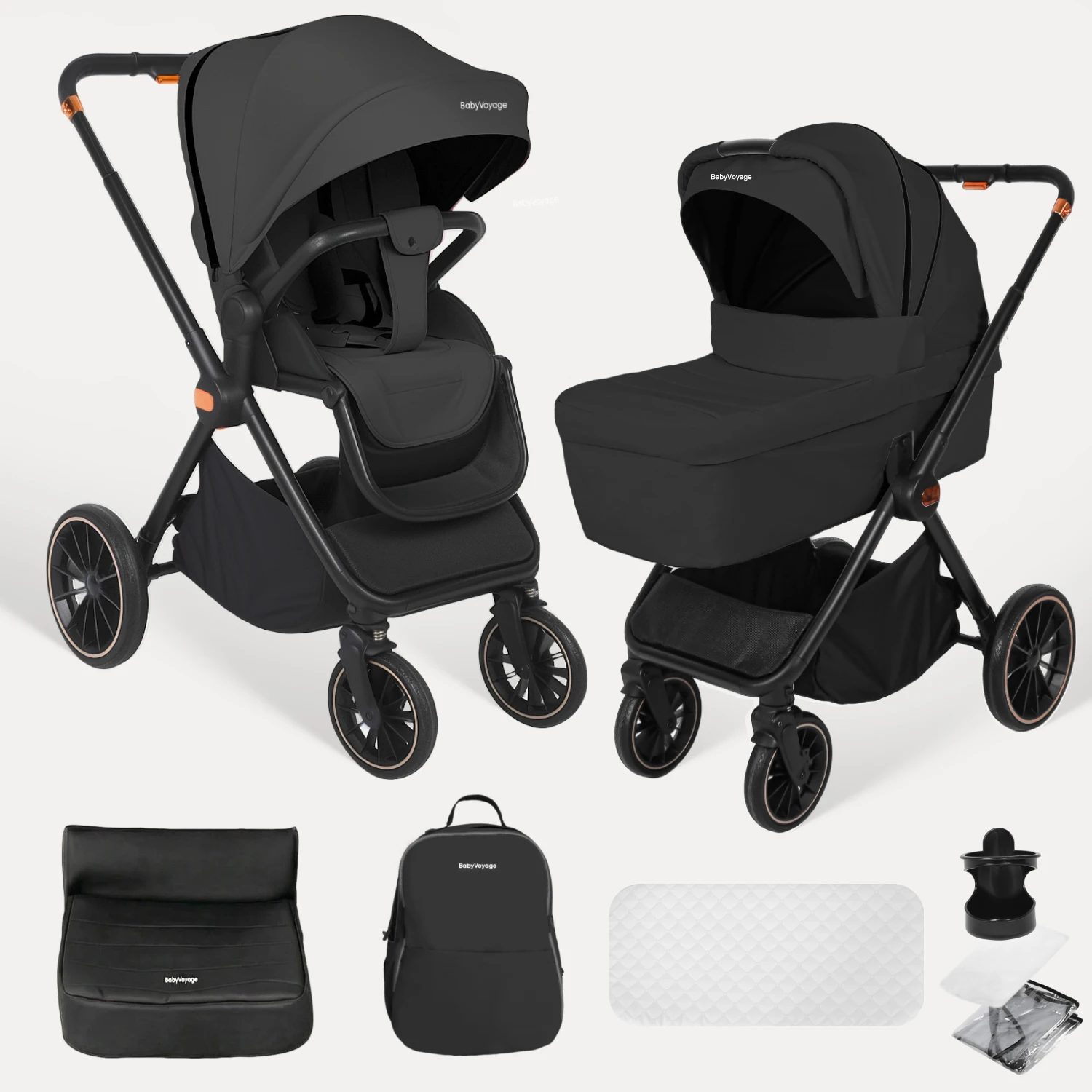 BabyVoyage 2 en 1 bébé poussette pliable panier Type siège bébé landau poussette multifonctionnel no