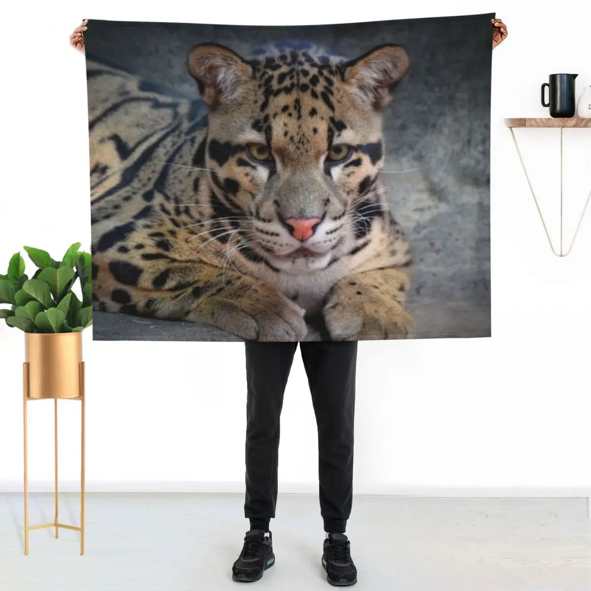 

Leopard Cub Throw Blanket Anti Shedding Soft Fuzzy Blanket for Home