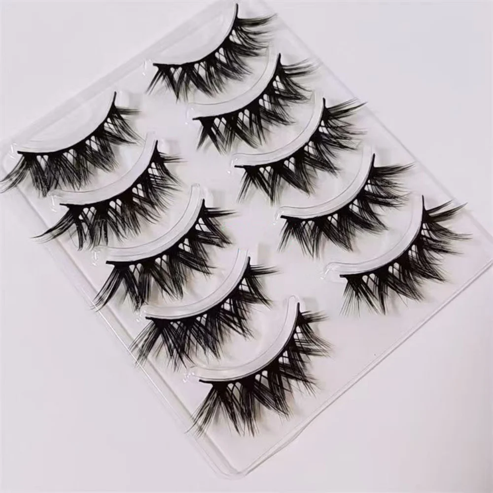 5 pairs of cartoon style fox eye makeup false eyelashes, super soft and slender, naturally curled and long