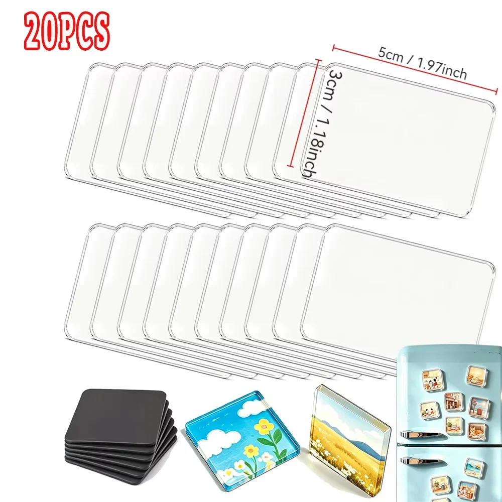 5x3cm DIY Acrylic Fridge Magnet Set, Strong Magnetic Sticker Kit for Home Decor, Custom Photo Postcard Handmade Souvenir Gift