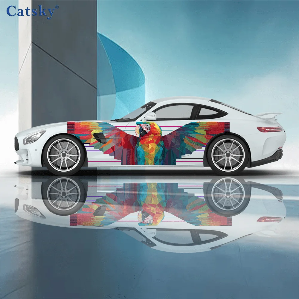 Parrot Pattern Stickers/PVC (Polyvinyl Chloride) Decorative Decals for Car Body/Door Sides - Universal Fit for All Cars car viny