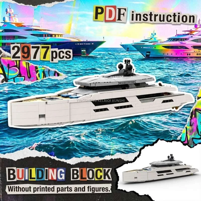 

Роскошная суперъяхта Sleek White Cruiser, модель MOC, набор для сборки 164898