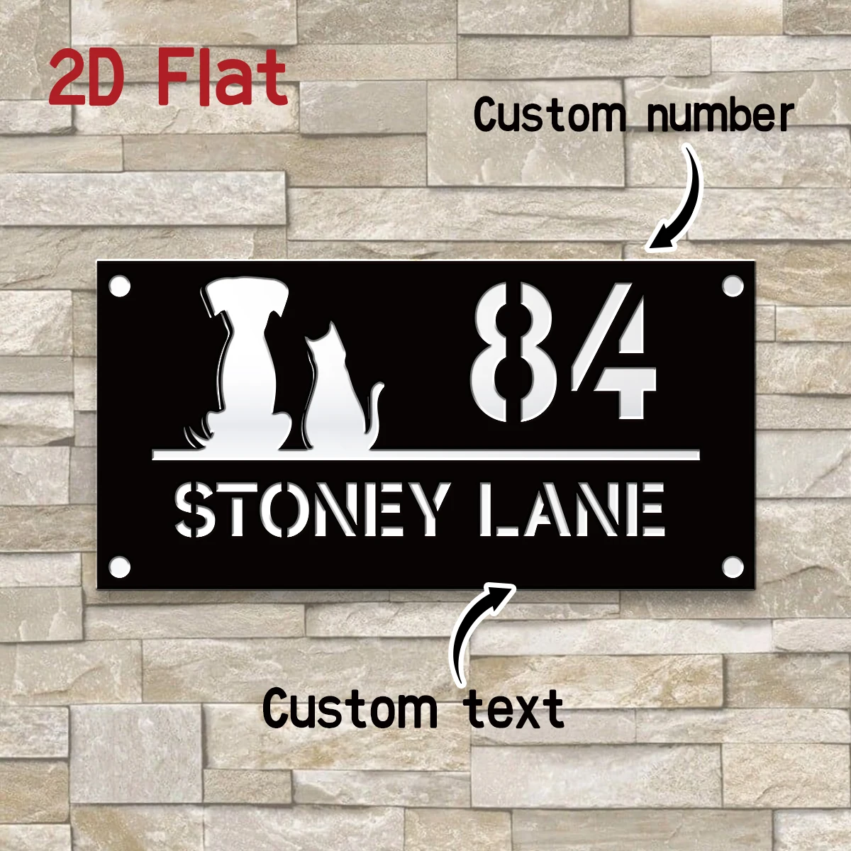 1pc Custom Number&Text Dog Cat Acrylic Double Layer House Number Sign,Address Door Number,Home Apartment Mailbox Decor
