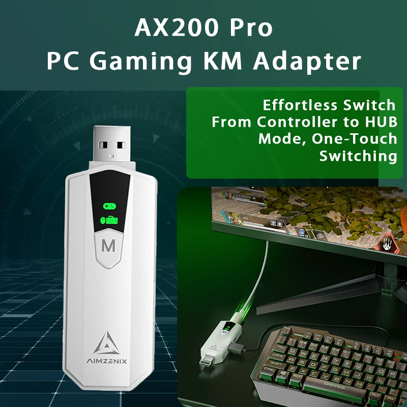 Aimzenix AX200 AX200Pro PC Gaming K&M Converter/Adapter, App Customization, 1000Hz Reporting Rate