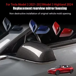 Rear View Mirror Shell Replacement Cover For Tesla Model 3 Model Y 2017-2023 Highland 2024 Rearview Mirror Caps Replace Part