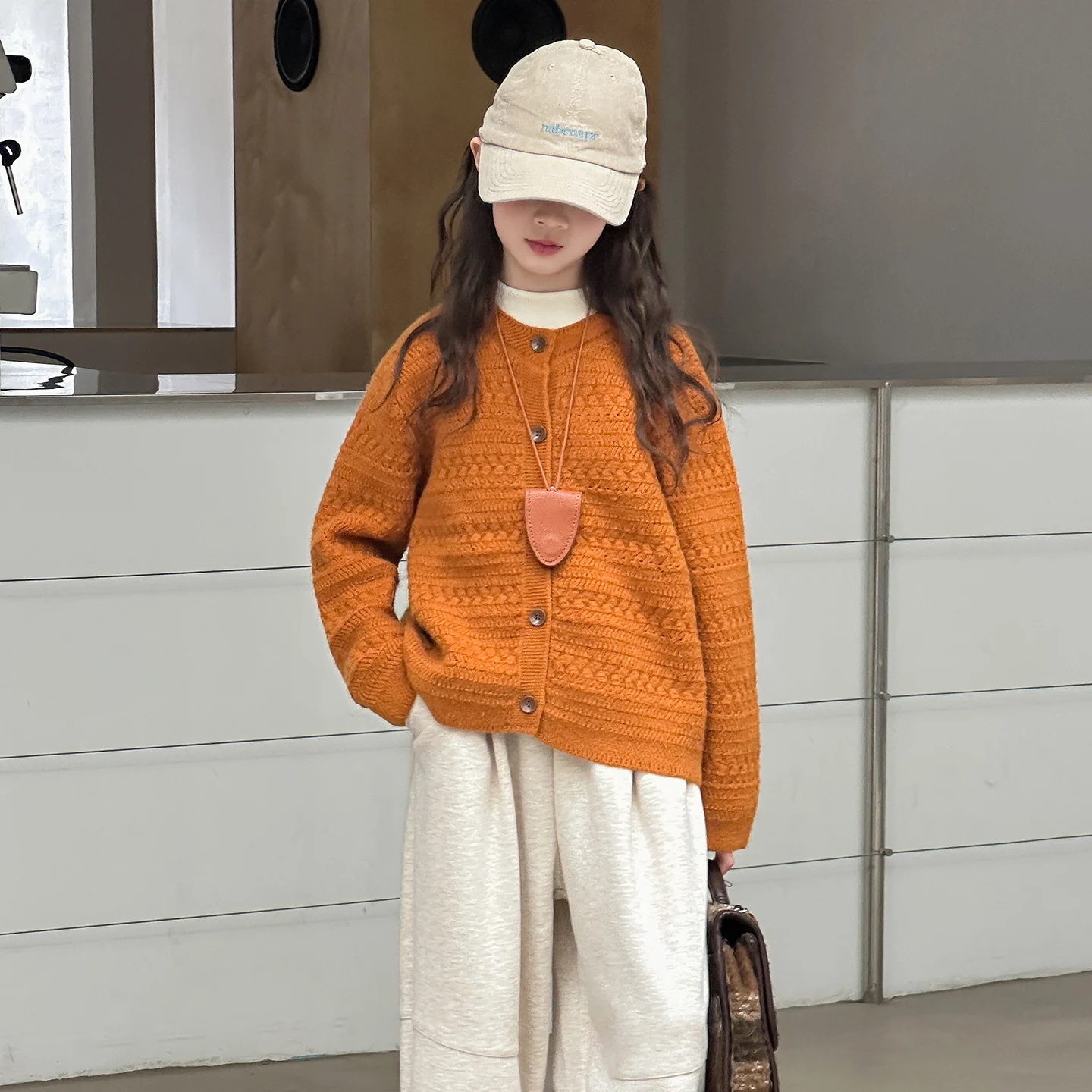 Spring and Autumn Teenage 5-14Year Old Girl Child Fashion Soft Button Up Knitted Coat Small Cardigan Sweater Fall Tops Outerwear