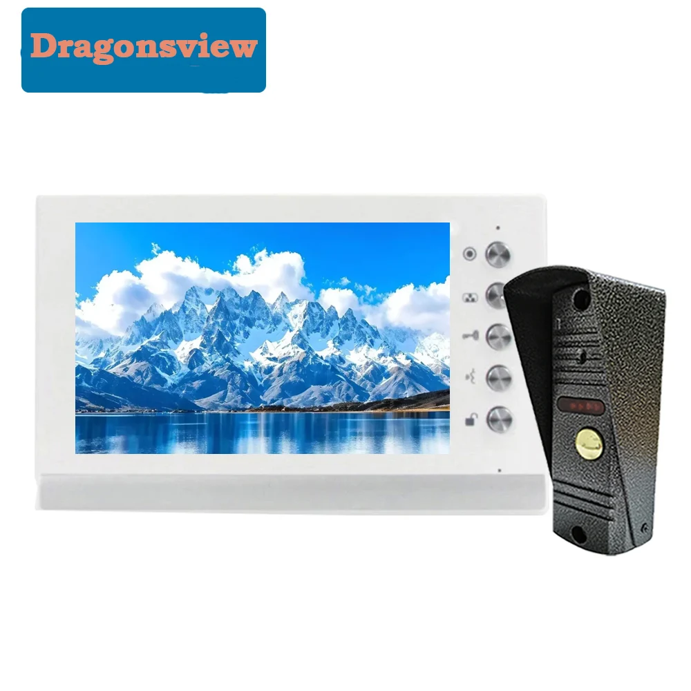 Dragonsview โทรศัพท์ติดประตูระบบวิดีโออินเตอร์คอมแบบมีสายพร้อมกล้องกริ่งประตูระบบกลางแจ้งความละเอียดสูง7นิ้ว1200TVL ปลดล็อคหลายระบบ IR มุมมองกลางคืน