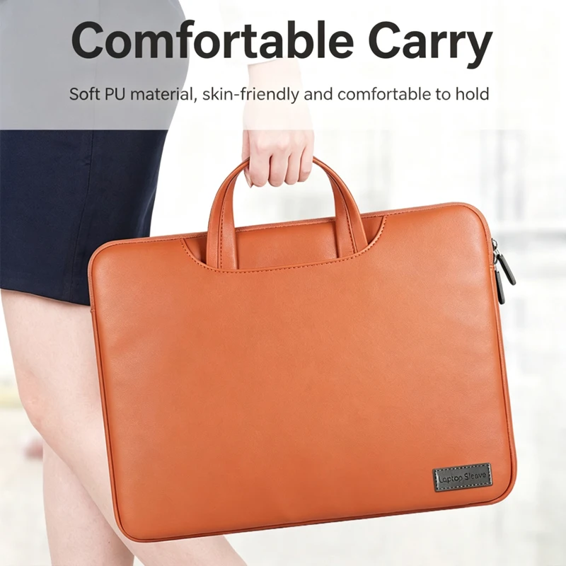Laptop Handbag 13 14 15 16 Inch Waterproof PU Leather Multifunctional Portable Sleeve Free Accessory Pouch for Macbook Notebook